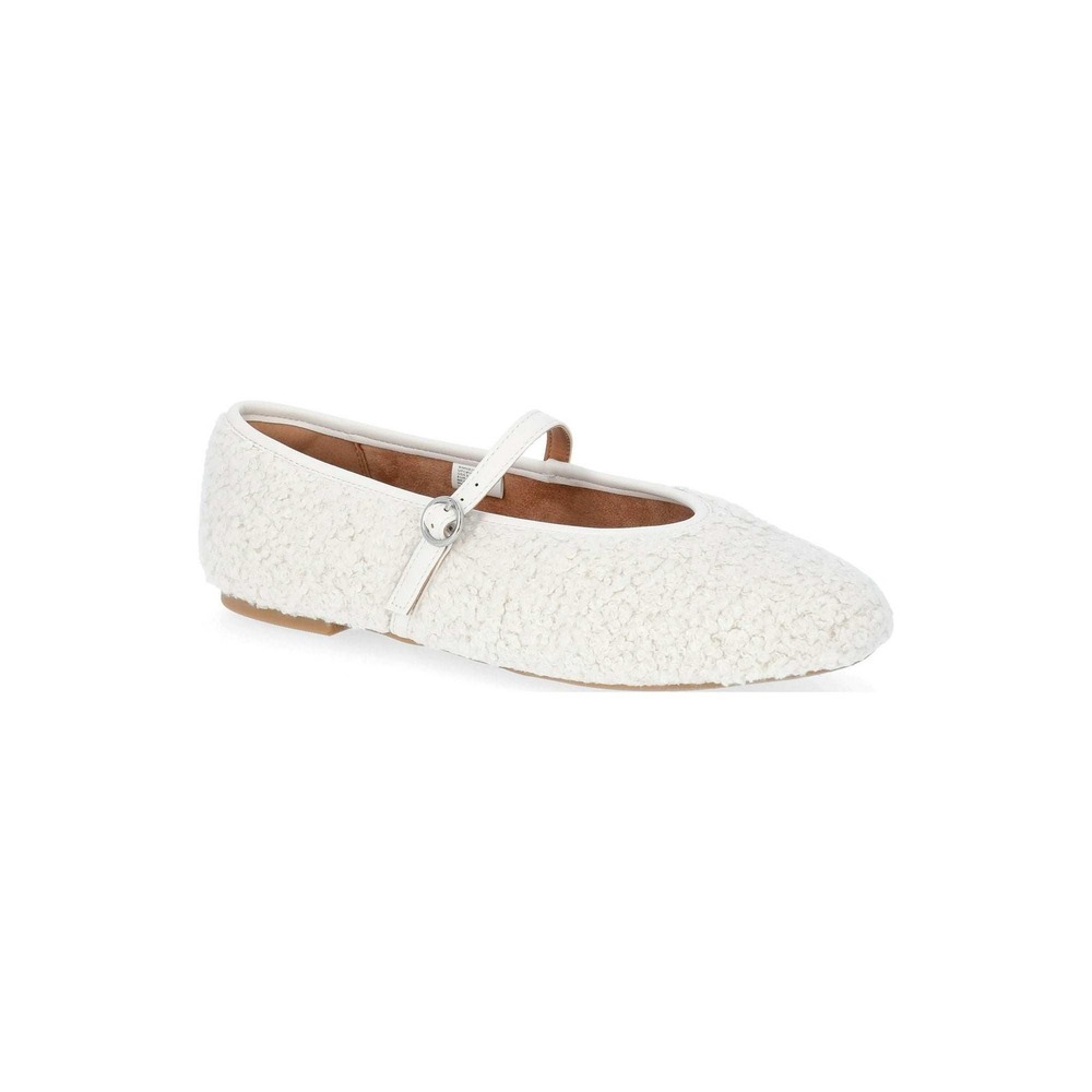 No Boundaries Mary Jane Flats Womens Faux Shearling White Size 11
